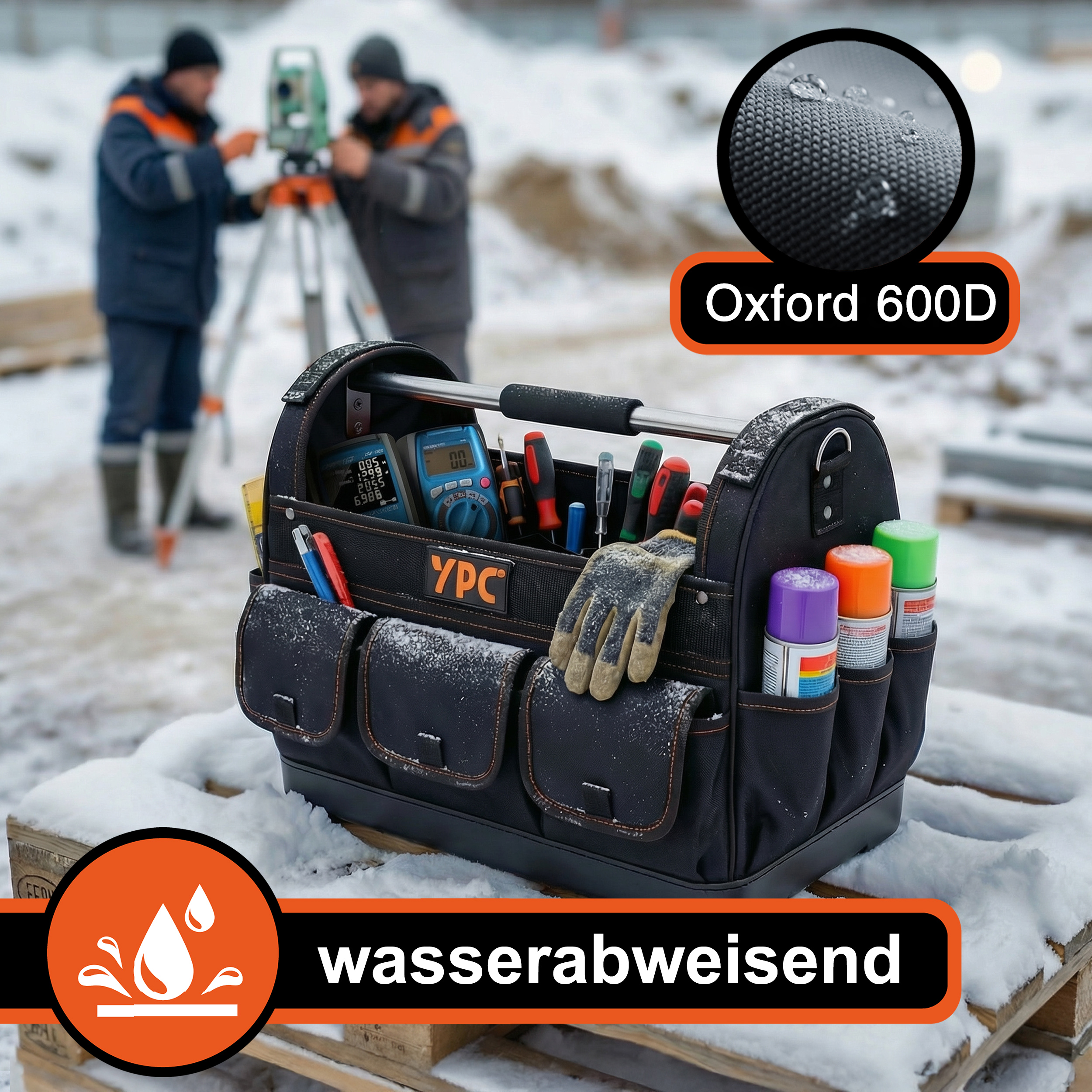 "Pioneer" Werkzeugkorb XXL, Schwarz, 45x35x23cm, 20 kg Tragkraft