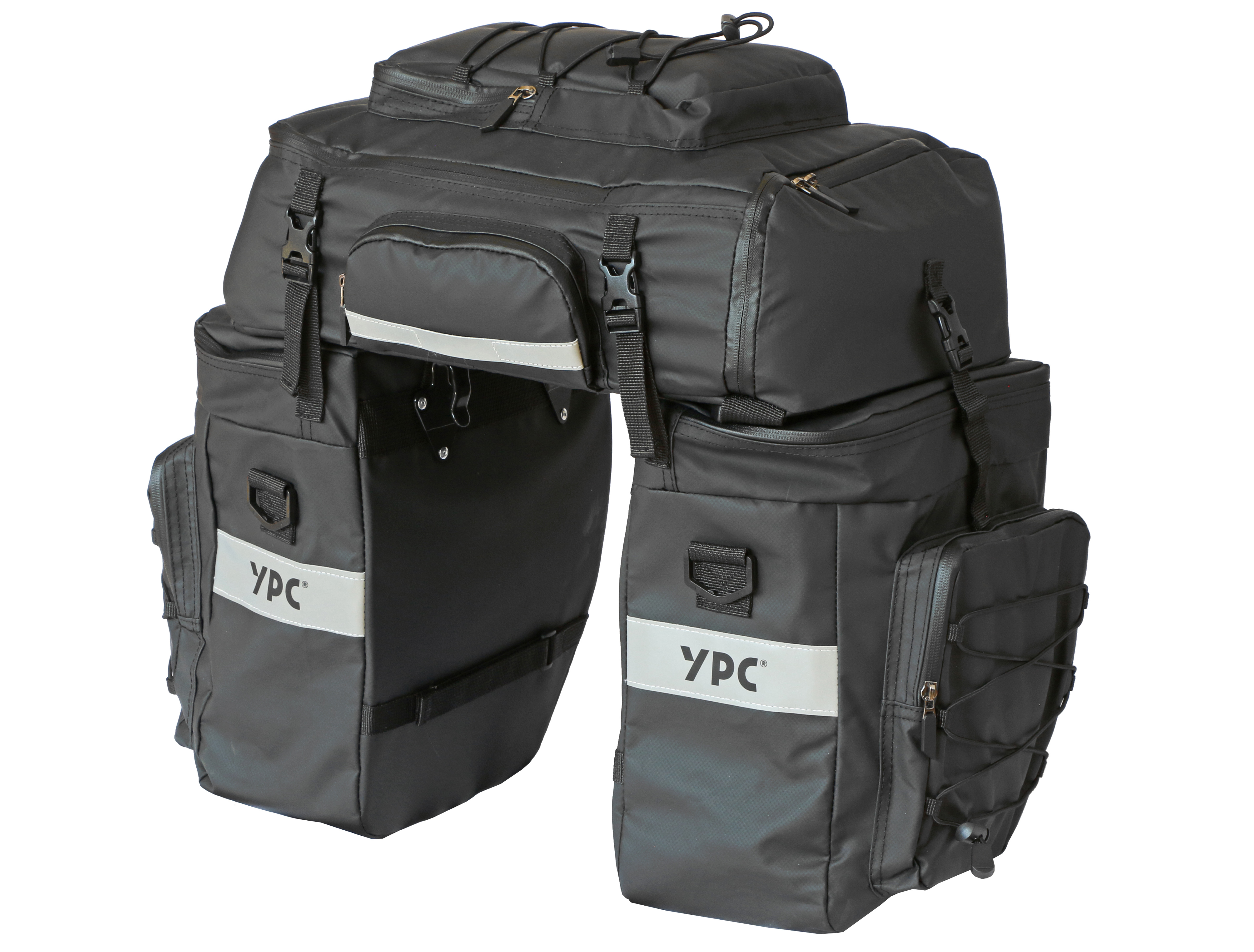 "Voyager" 3 in 1 Fahrradtasche für Gepäckträger XXL, 65L, wasserdicht, 55x50x40cm, Schwarz