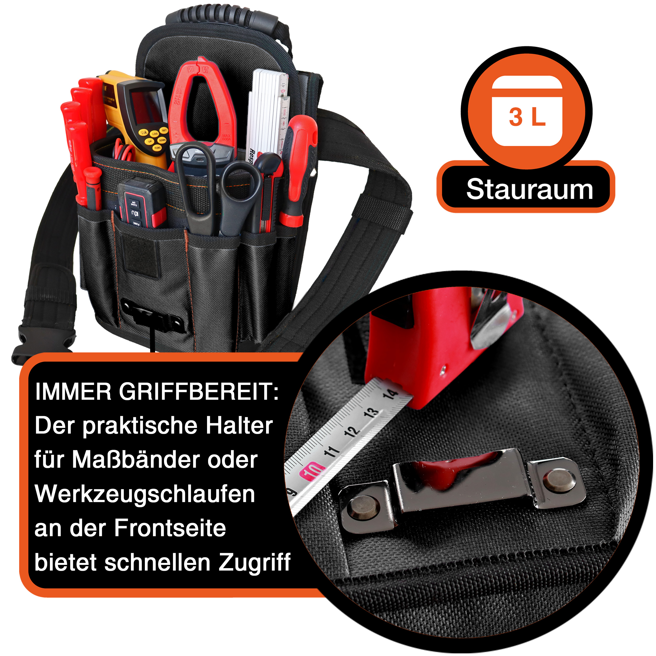 "Rapid" Gürteltasche XXL, Schwarz, 29x20x13cm, 5 kg Tragkraft
