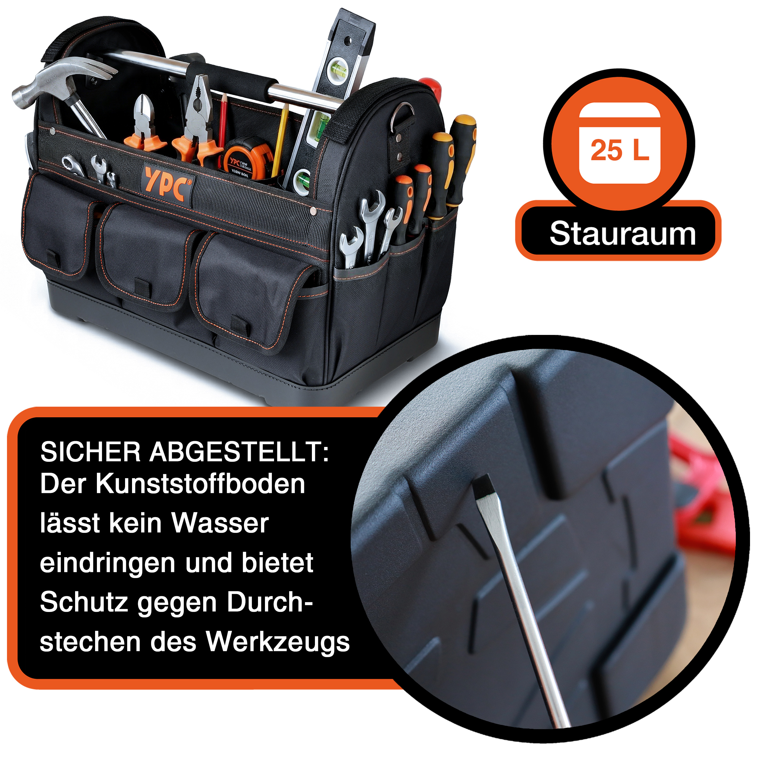 "Pioneer" Werkzeugkorb XXL, Schwarz, 45x35x23cm, 20 kg Tragkraft