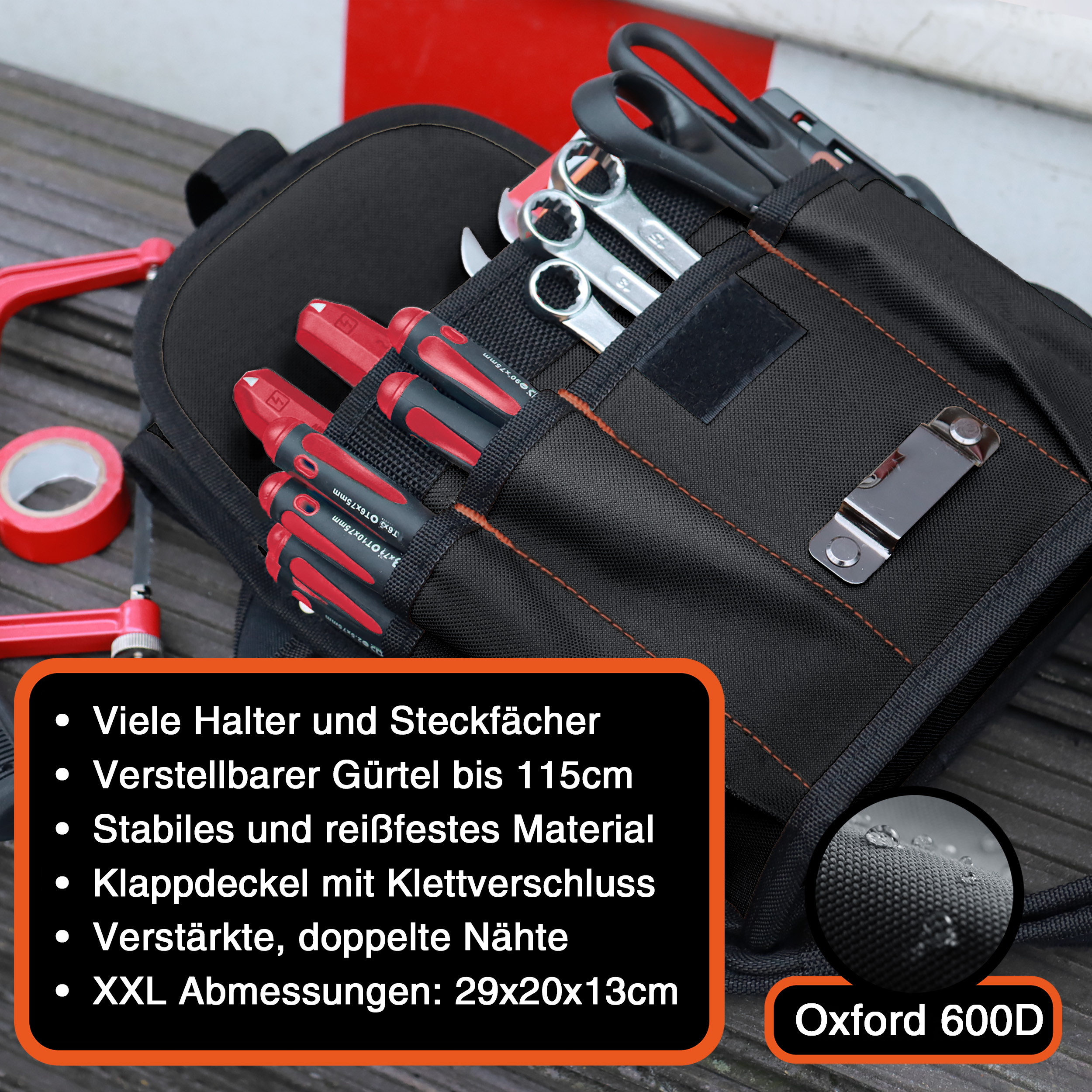 "Rapid" Gürteltasche XXL, Schwarz, 29x20x13cm, 5 kg Tragkraft