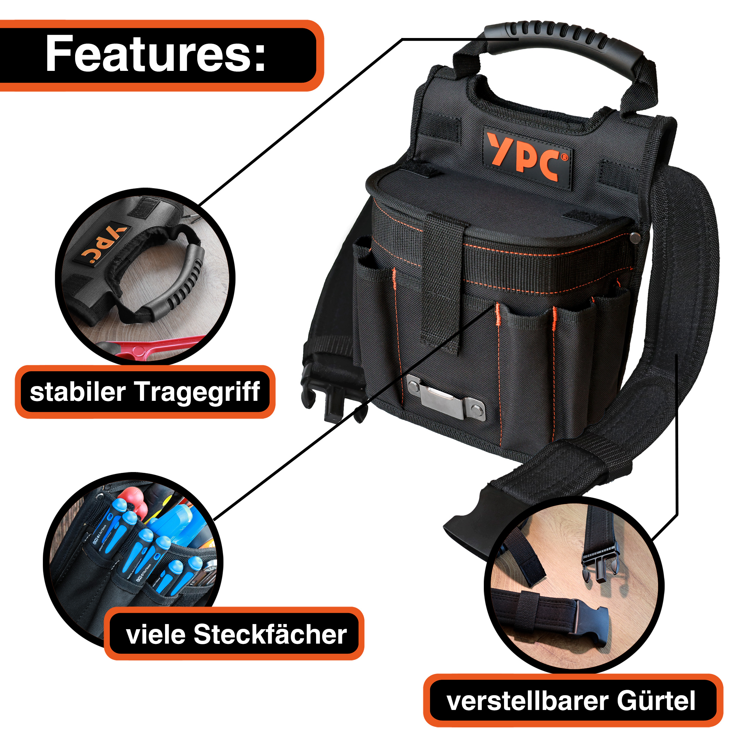 "Rapid" Gürteltasche XXL, Schwarz, 29x20x13cm, 5 kg Tragkraft