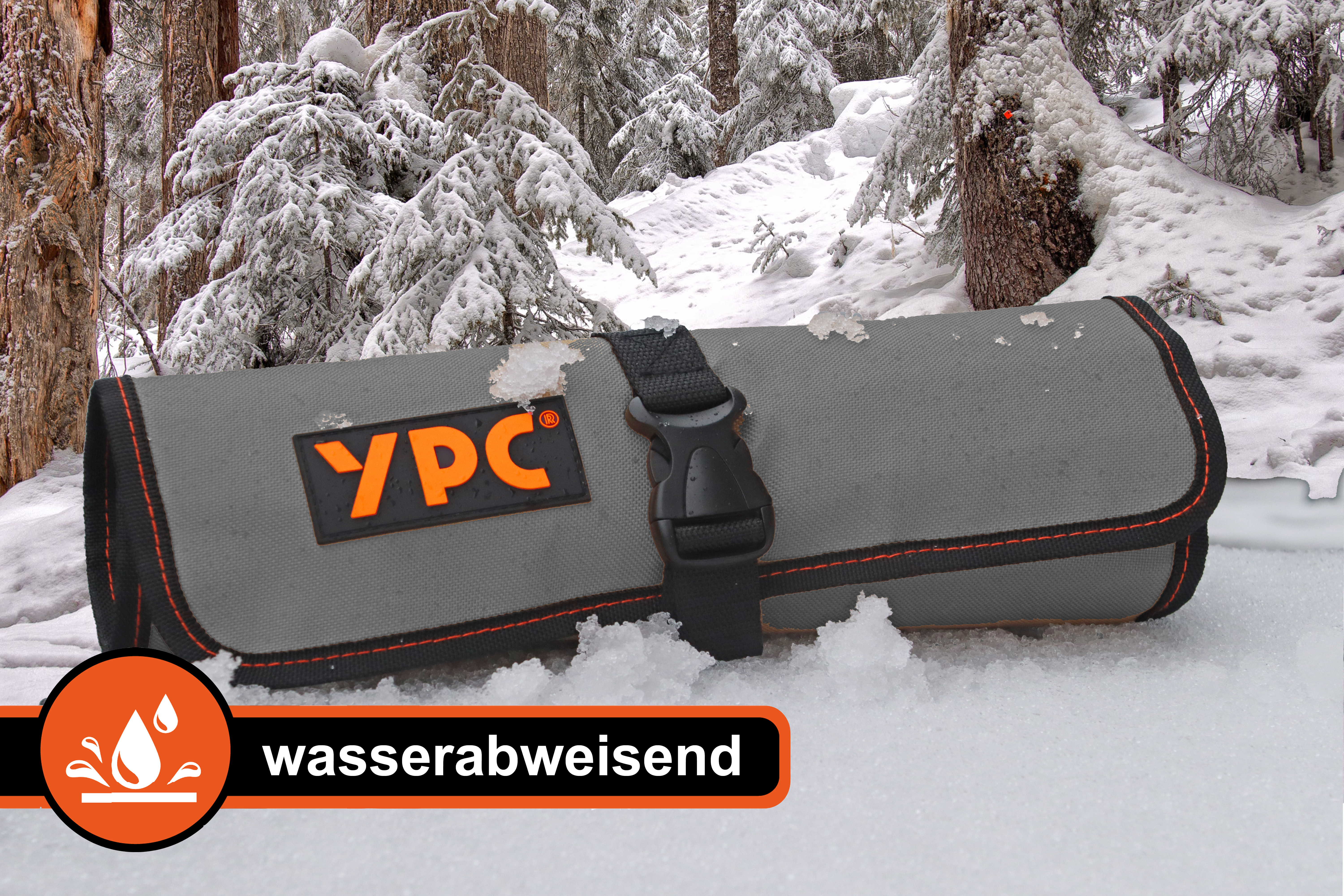 "VarioRoll L" Werkzeug Rolltasche 45x32cm, 10 Steckfächer und 4 Halteschlaufen, Grau-Schwarz