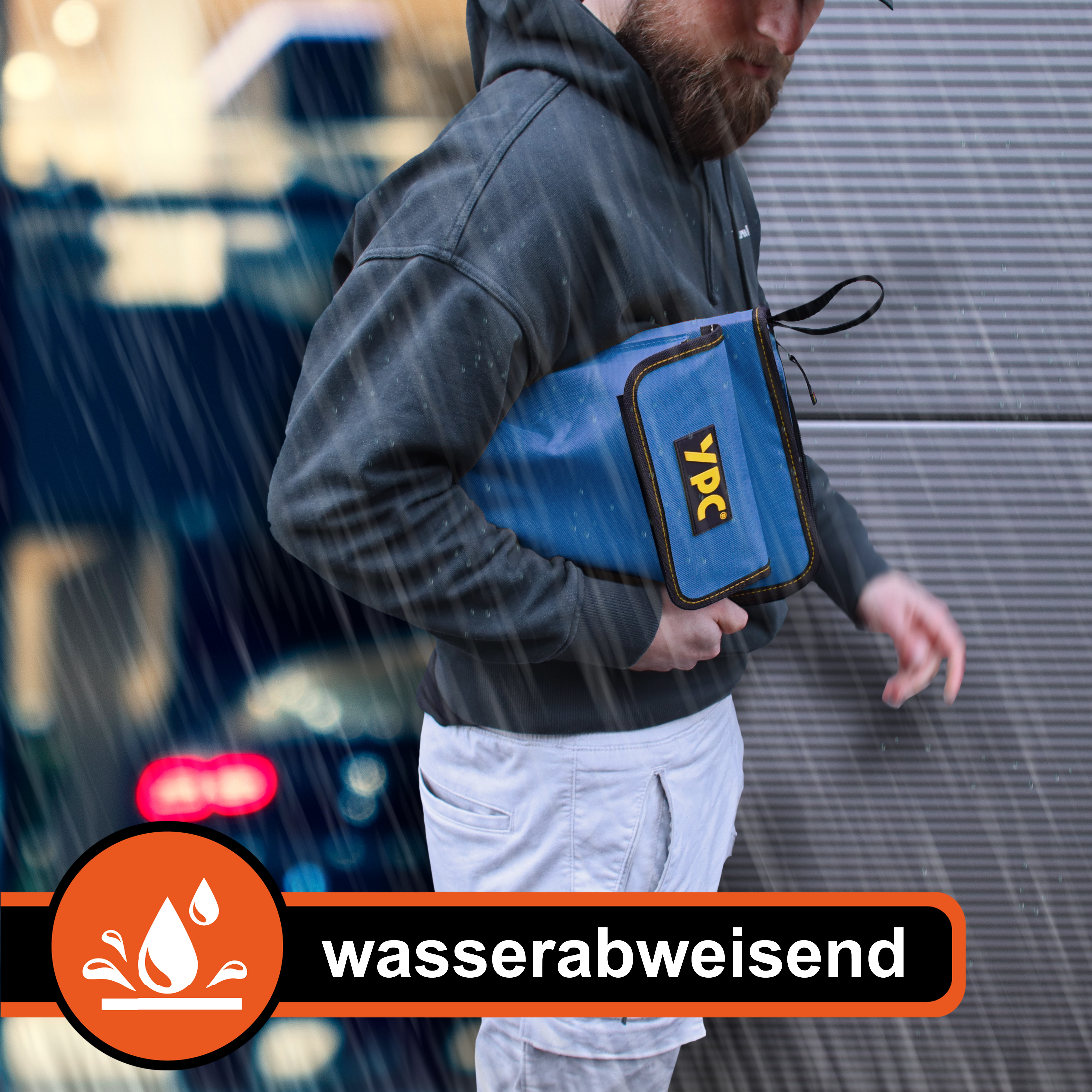 "ZipCaddy XL" Werkzeug Organizer 31x23x5cm, mit Außentasche und 34 Halteschlaufen, Blau-Schwarz