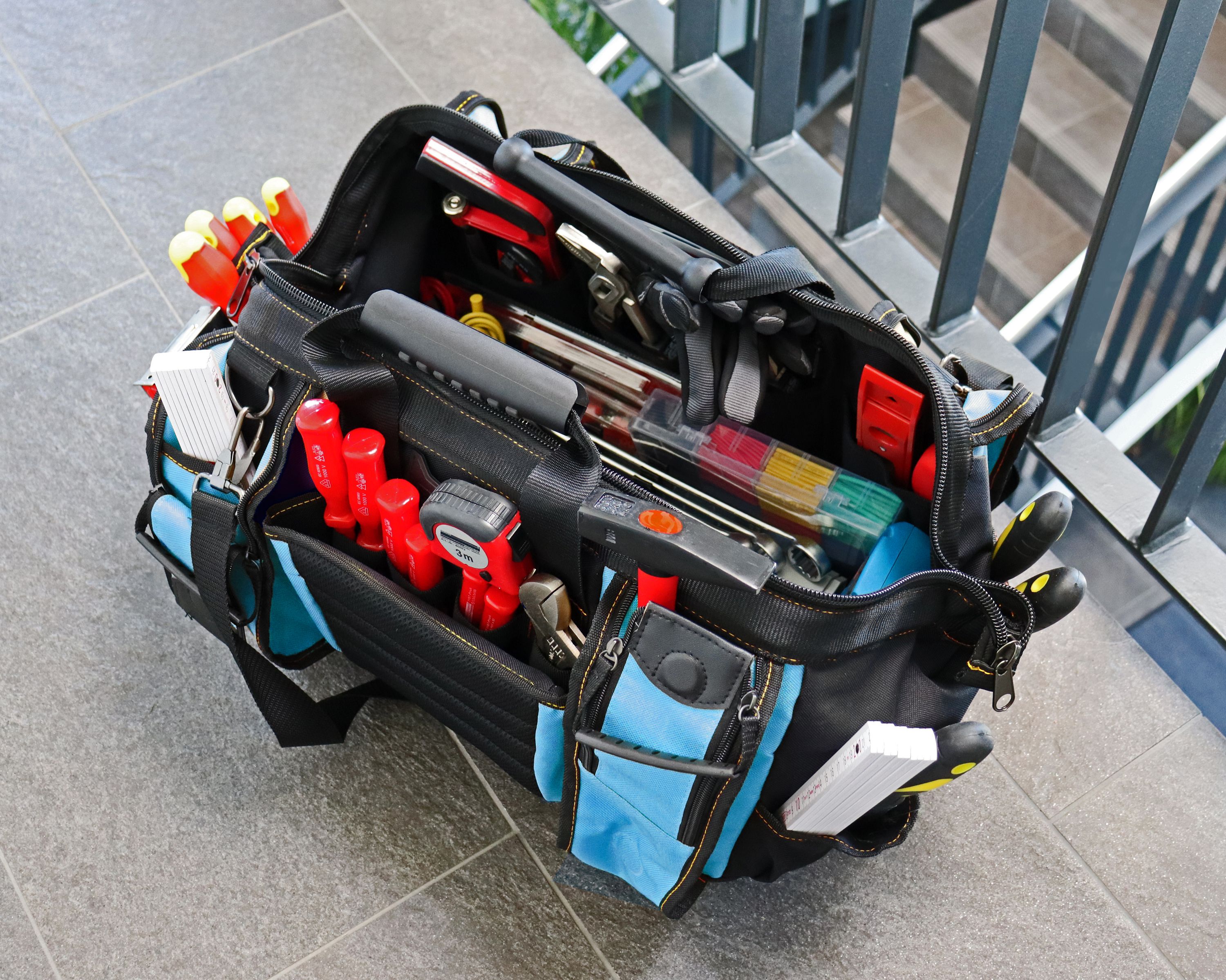 "Craftsman" Werkzeugtasche XXL, Blau-Schwarz, 42x30x25cm, 20 kg Tragkraft